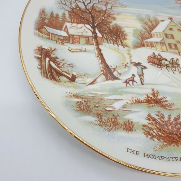 Currier and Ives Collector Plate 1987 The Homestead In Winter Vintage Decorative - Picture 9 of 9